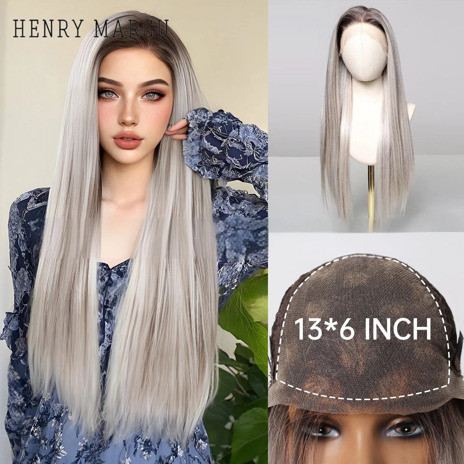 HENRY MARGU Blonde Lace Front Wigs Long Wavy