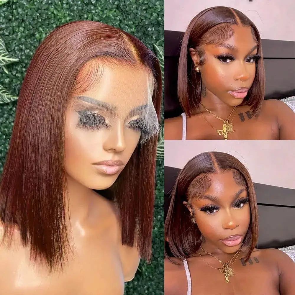Lace Front Wig Bob Human Hair Brown