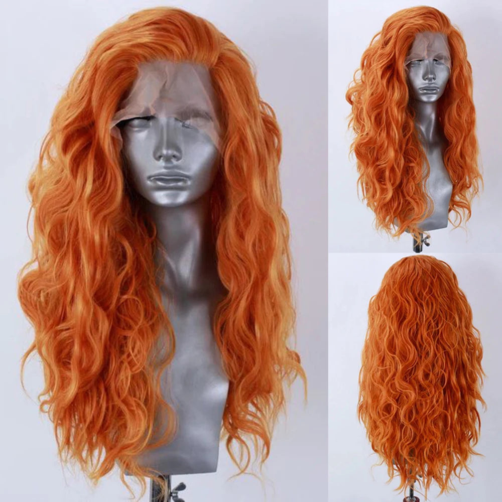 Orange Lace Front Wig Long