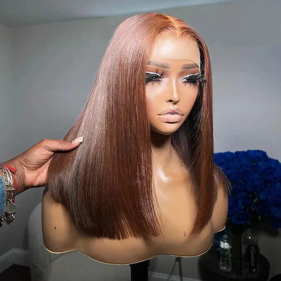 Lace Front Wig Bob Human Hair Brown