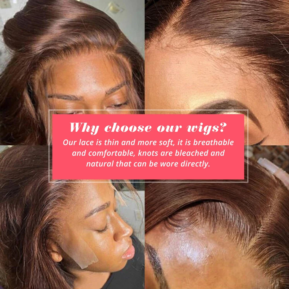 Lace Front Wig Bob Human Hair Brown