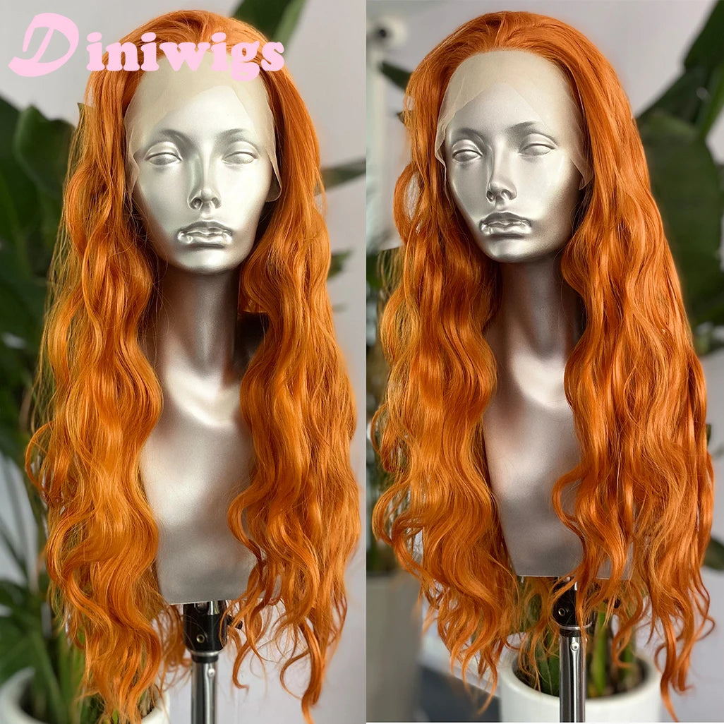Orange Lace Front Wig Long