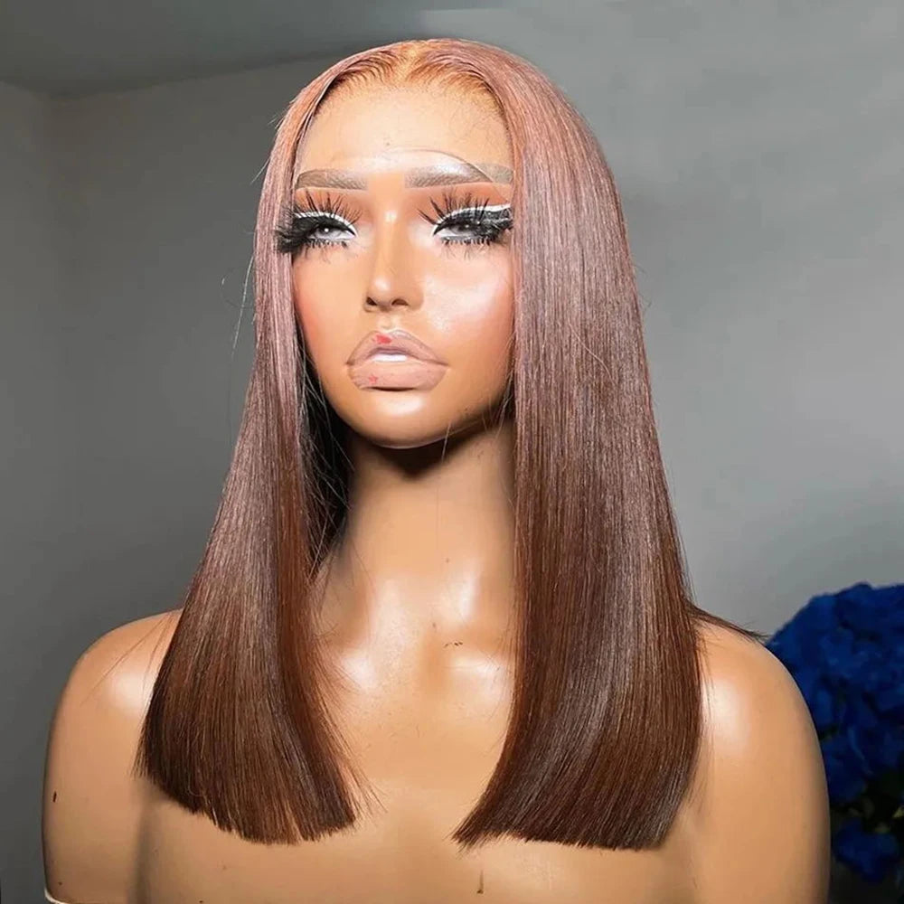 Lace Front Wig Bob Human Hair Brown
